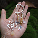 Natural Quartz Crystal Charm Ear Cuffs Sun Moon Single Ear Clip