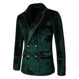 Plush Velvet Suit Two-piece Mens Party Suits Double Breasted Tuxedo Blazers & Pants