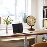 World Globe Earth Map Retro Wooden Base Desk Decor