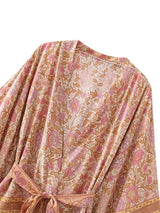 Penny's Boho Floral Print Short Kimono Robe