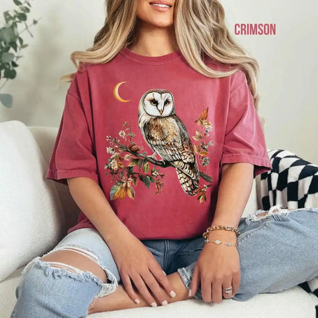 Cottagecore Owl T-shirt Floral Whimsigoth Forest Tee