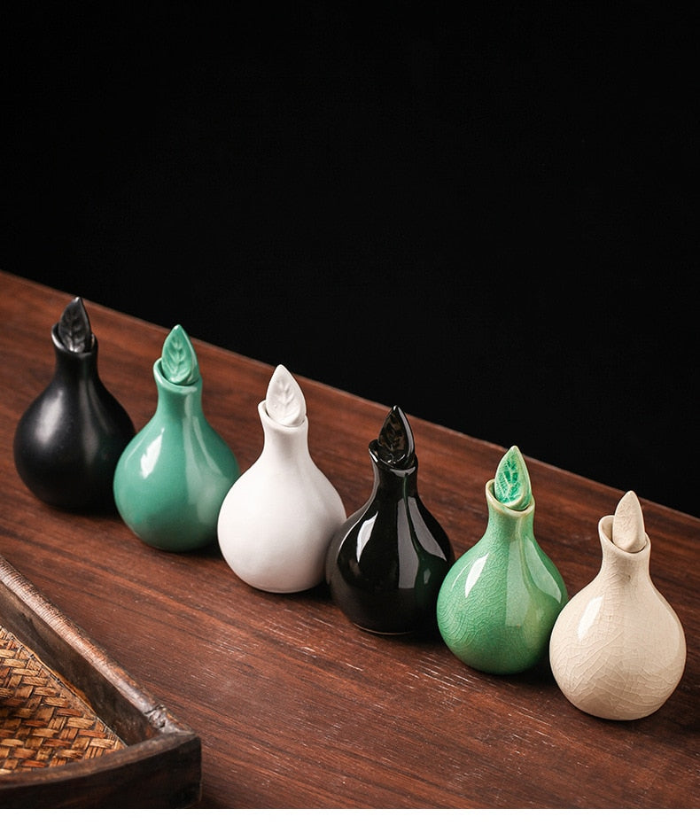 Leaf Cracked Glaze Essential Oil Pots 100ml Ceramic Aromatherapy Scented Home Decor Bottle