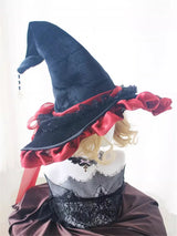 Handmade Salam Witch Hats with Ribbon Bow Gothic Lolita Cosplay Costume Accessories Halloween Hat