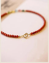 Natural South Red Agate and Tourmaline Bracelet