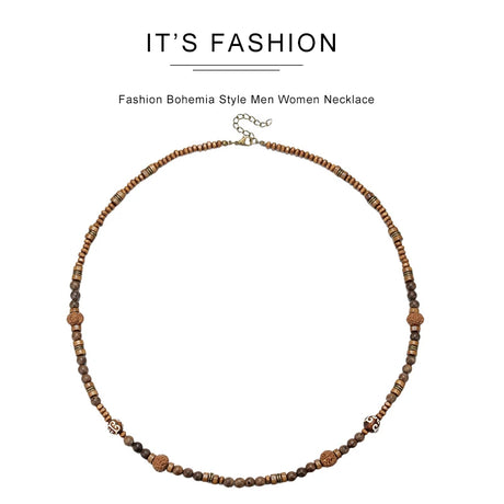 Bohemian Vintage Style Men's Wooden Bead Necklace