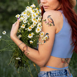 10pcs Watercolour Hummingbird Temporary Tattoos Floral & Bird Designs