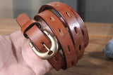 Maggy's Genuine Leather Women's Belt Pure Copper Button