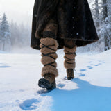 Medieval Faux Leather Faux Fur Leg Covers Viking Hunter Costume Accessories Cosplay Boot Covers