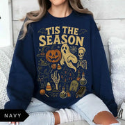 Halloween Sweatshirt Tis' the Season Pumpkin Ghost Fleece Sweater Pullover Jumper