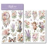 2 Sheet RUB ON Fairy Stickers Junk Journal Craft Transfer Rose Butterfly Stickers DIY Scrapbooking Craft Stickers
