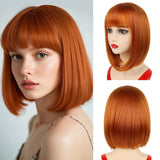 Synthetic Party Wigs Colourful Rainbow Bob with Bangs Hairstyle Halloween Cosplay