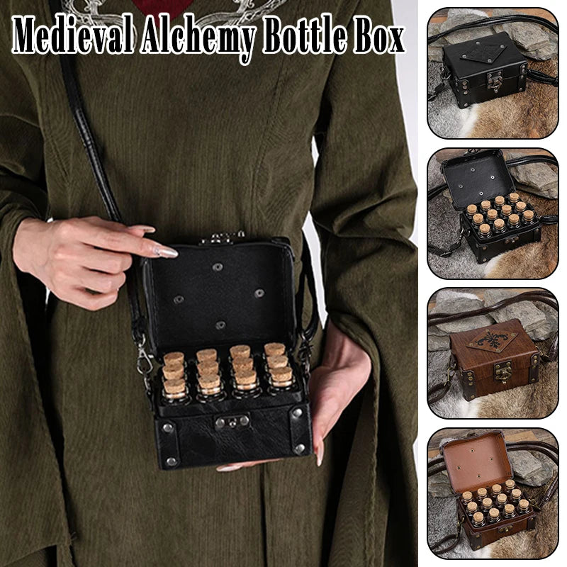 Medieval Alchemy Potion Bottles Boxes Renaissance PU Box Cosplay Props