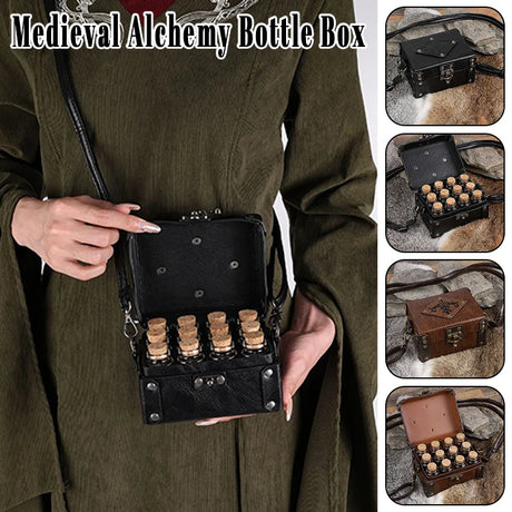 Medieval Alchemy Potion Bottles Boxes Renaissance PU Box Cosplay Props