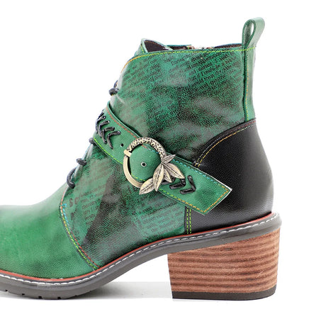 Wickedly Green Sheepskin Leather Ankle Boots