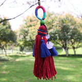Boho Colourful Crystal and Beading Tassel Keychains Amethysts Purple Crystal Charm Long Tassel Keyrings Hanging Decor