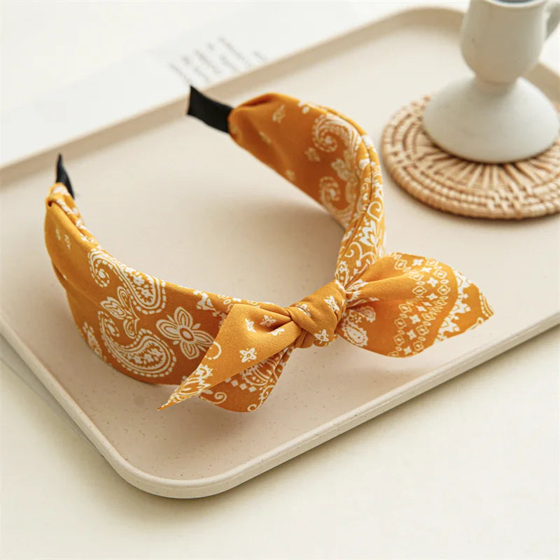 Paisley Bandana Top Knot Bow Headbands