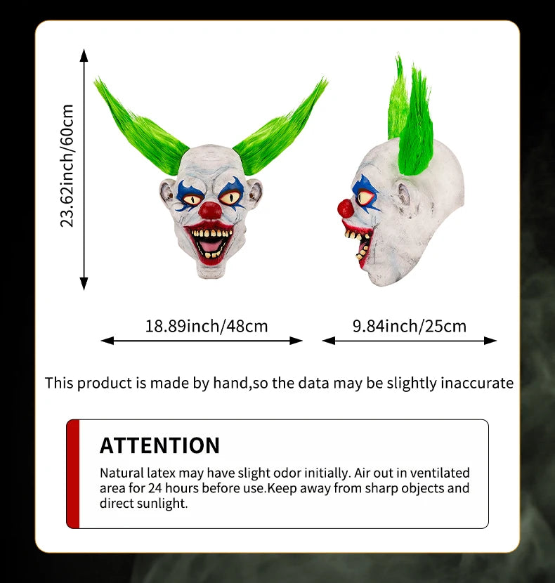Scary Clown Latex Mask Halloween Cosplay Costume Accessories Props Movie Horror Mask