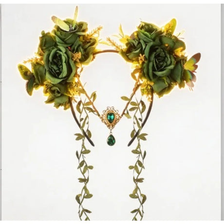 Glowing Flower Headband Butterfly Rose Crowns with Gem Drop Fairy Fascinators Headpieces