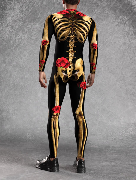 Skeleton Bodycon Jumpsuit Halloween Cosplay Costume Day Of The Dead Outfit