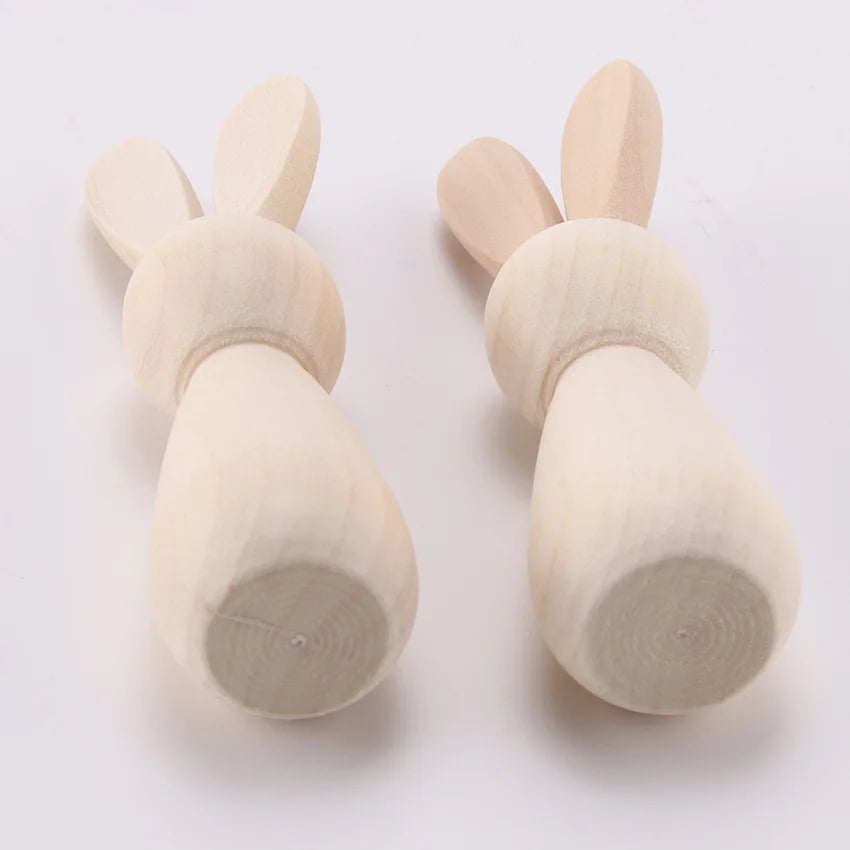 5pcs Easter Wooden Bunnies Unfinished DIY Craft Kit for Easter Decor