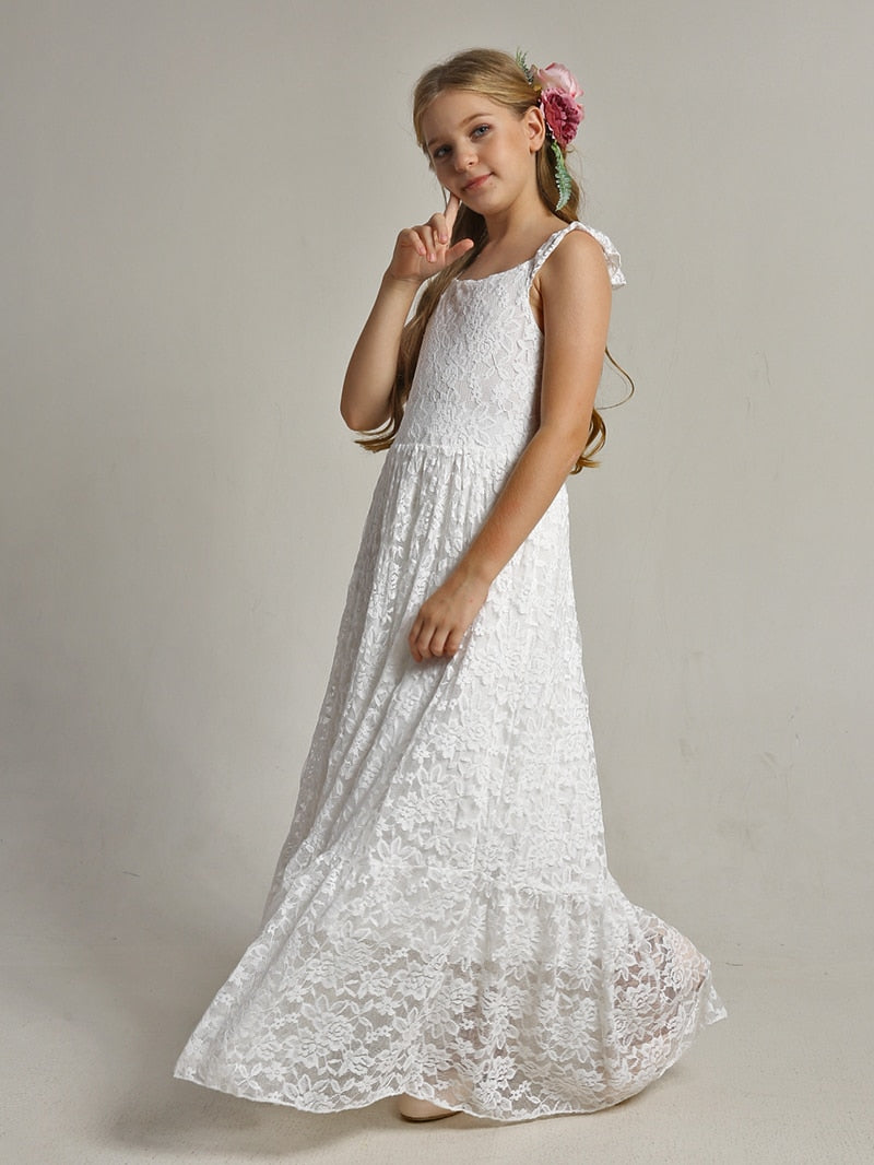 Girls Maxi Lace Chiffon Photoshoot Dresses For 3-15 Years