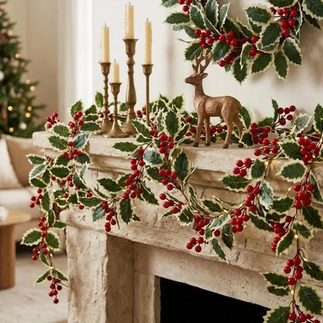 Christmas Garland Artificial Red Holly Berry Vine Xmas Tree Hanging Decoration