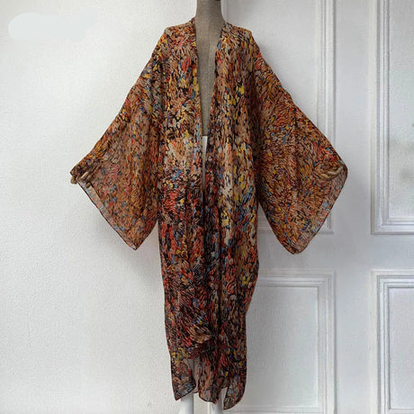 Monet's Cover Up Boho Long Kimono Duster
