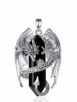 Dragon Treasure Hexagonal Obsidian Crystal Pendant Necklace