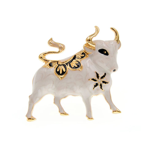 Enamel Bull Brooch