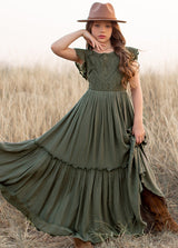Girls Maxi Lace Chiffon Photoshoot Dresses For 3-15 Years