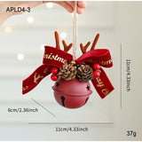 Christmas Bell Antlers Bow Pinecone Bell Christmas Hanging Decoration