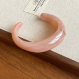 Smooth Round Acrylic Cuff Bangles Vintage Style Jelly Coloyr Smudging Wide Resin Bracelets
