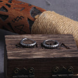 Circle Stainless Steel Huggie Hoop Earrings for Men with Wooden Box