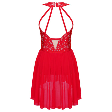 Girls Rhinestone Modern Contemporary Dance Ballet Dress Leotard Costume