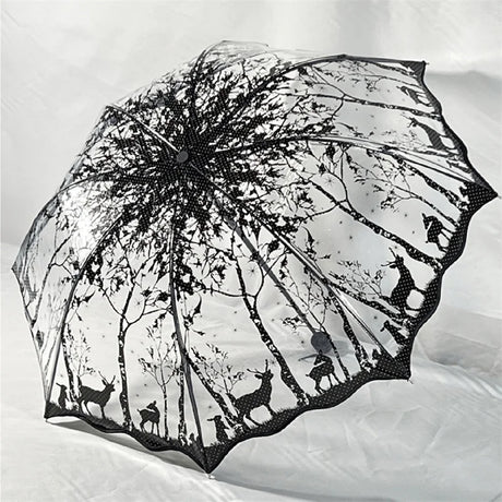 Forest Silhouette Transparent Umbrella PVC Umbrella