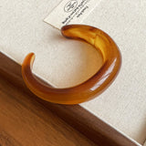 Smooth Round Acrylic Cuff Bangles Vintage Style Jelly Coloyr Smudging Wide Resin Bracelets