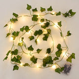 2/5/10M Silk Leaves Fake Creeper Green Leaf Ivy Vine LED String Lights Artificial Plants Decor