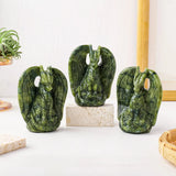 1PC Natural Green Jade Hand-Carved Flying Dragon Statue