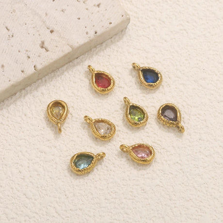 5pcs Stainless Steel Drop Crystal Charms For Jewellery Making DIY Earrings Bracelet