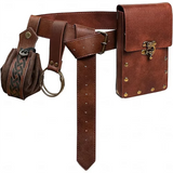 5Pcs/Set Medieval Faux Leather Belt Waist Bag Renaissance Steampunk Cosplay Accessories Set ﻿