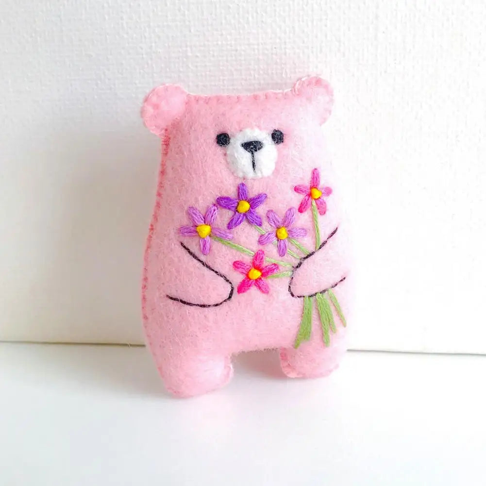Bouquet Bear Doll Miniature Pocket Hug 5.5*4cm Felt Little Plushie Toy