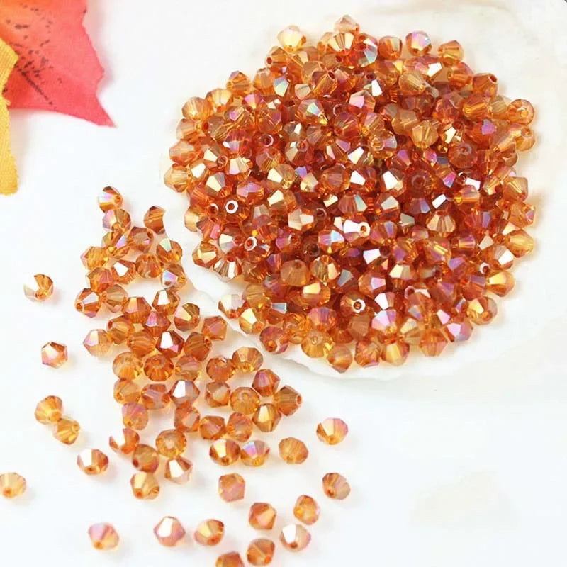 3/4/6mm Rainbow Austria Bicone Crystal Beads AB Colour Faceted Glass Beads for DIY Jewellery Making