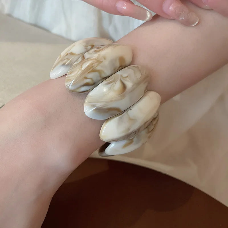 Smudged Oval Acrylic Elastic Bangles Bracelets