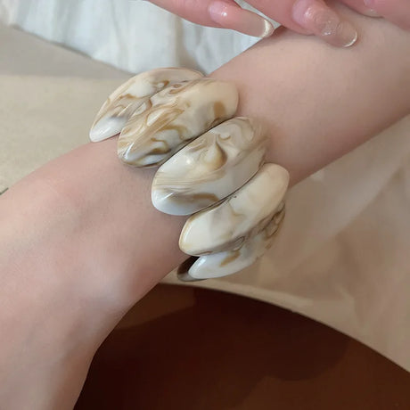 Smudged Oval Acrylic Elastic Bangles Bracelets