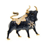 Enamel Bull Brooch