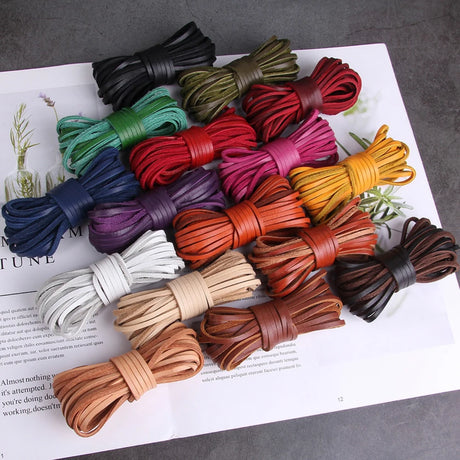 5 Meters Flat Genuine Leather Cord Strip Leather Coloured Ribbon Leather Jewellery Making
