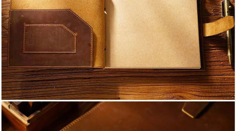 Stitched Genuine Leather Notebook 6 Colours Handmade Journal with Lock Blank Kraft Paper 200 Pages Sketchbook
