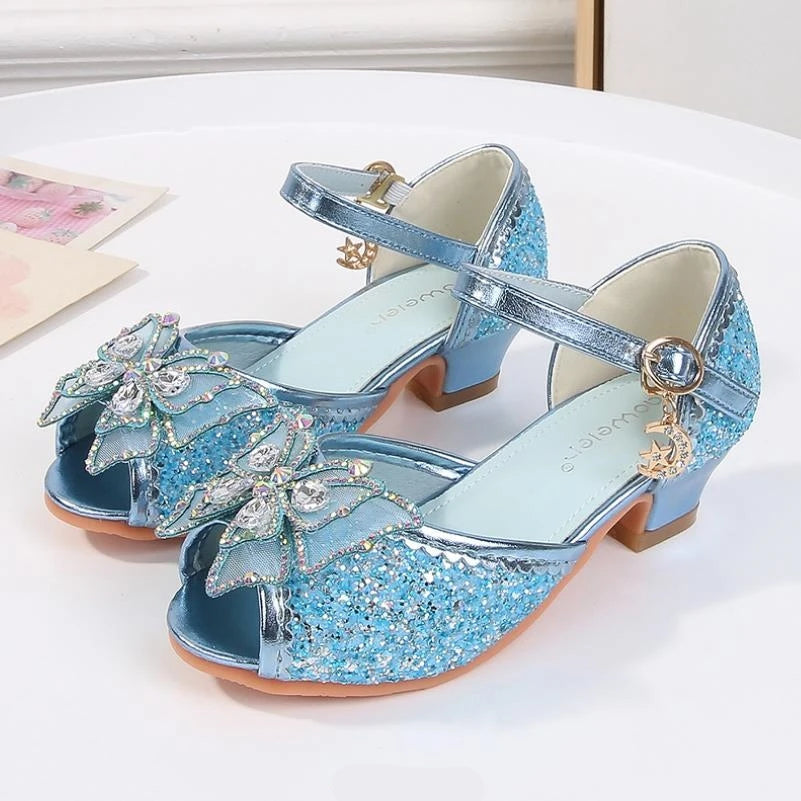 Party Shoes for Girls Glittery Butterfly Mary Jane Sandals Purple Gold Pink Blue