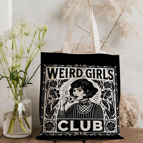 W-Weird G-Girls Club Storage Bags Double-Sided Print Canvas Tote Bag Large Capacity Shopping Bag