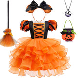 Orange Witch Halloween Cosplay Tiered Cake Dress